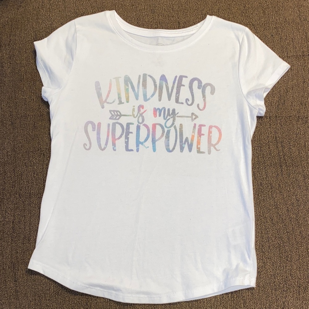 Custom White Kids T-Shirt with 'Kindness is My Superpower' Print